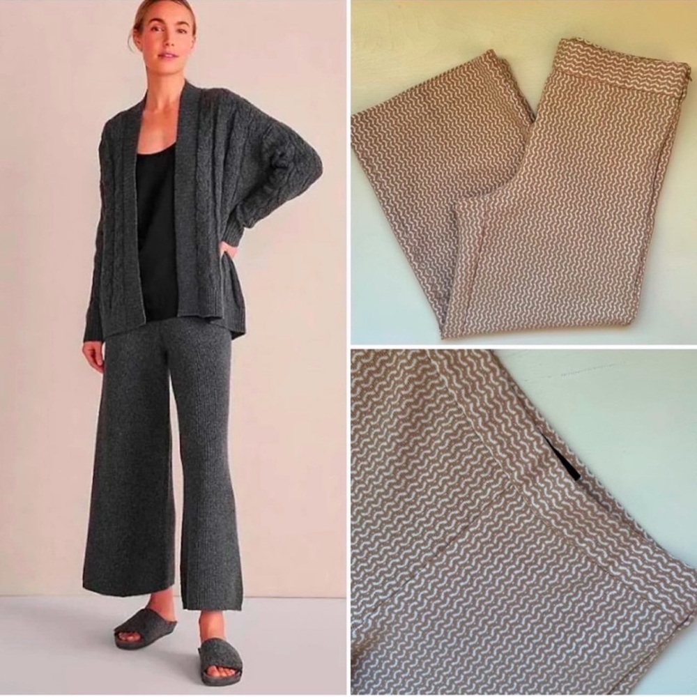 Ann Taylor Knit Print Wide Leg Crop Pants